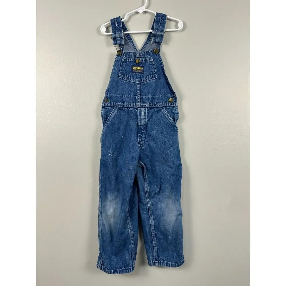 Vintage Oshkosh B'gosh Kids Overalls Size 4T Made in USA Blue Bibs Boys